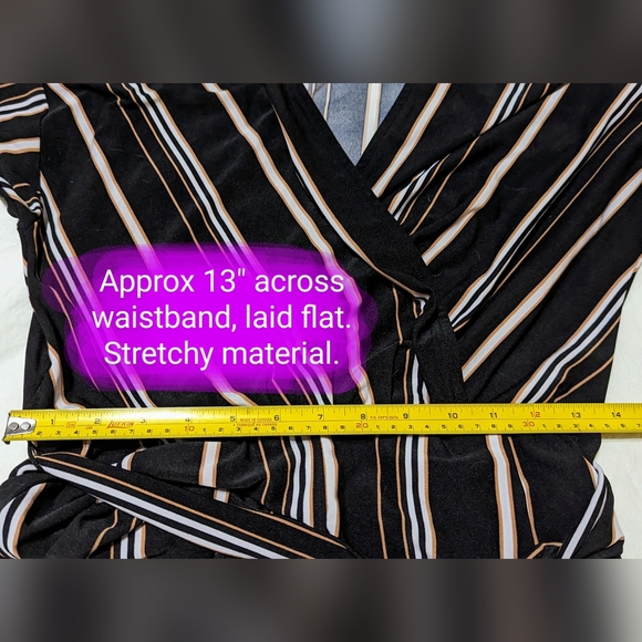 3/4 sleeve romper, jumpsuit size lg, black with stripes, EUC - Picture 10 of 13